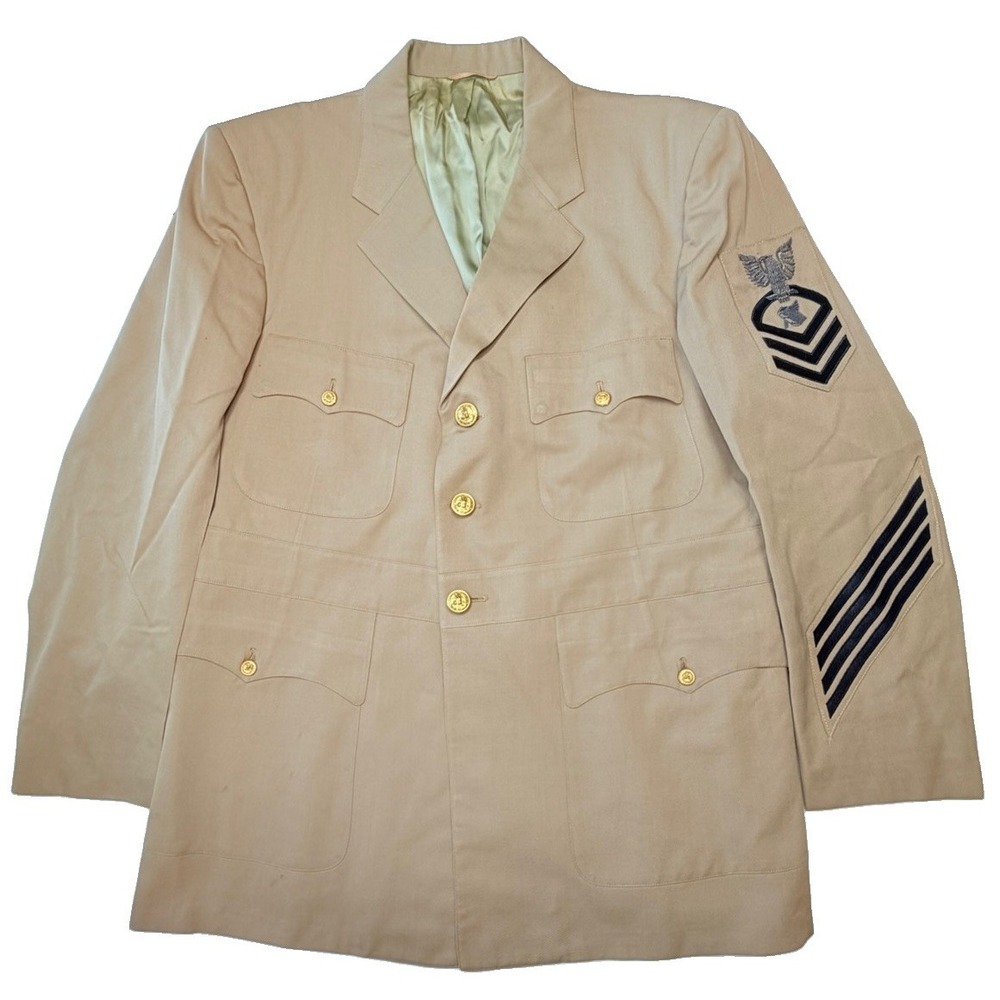 Vintage US Navy PRC Chief Parachute Rigger Khaki Uniform Coat 44R 20 Years